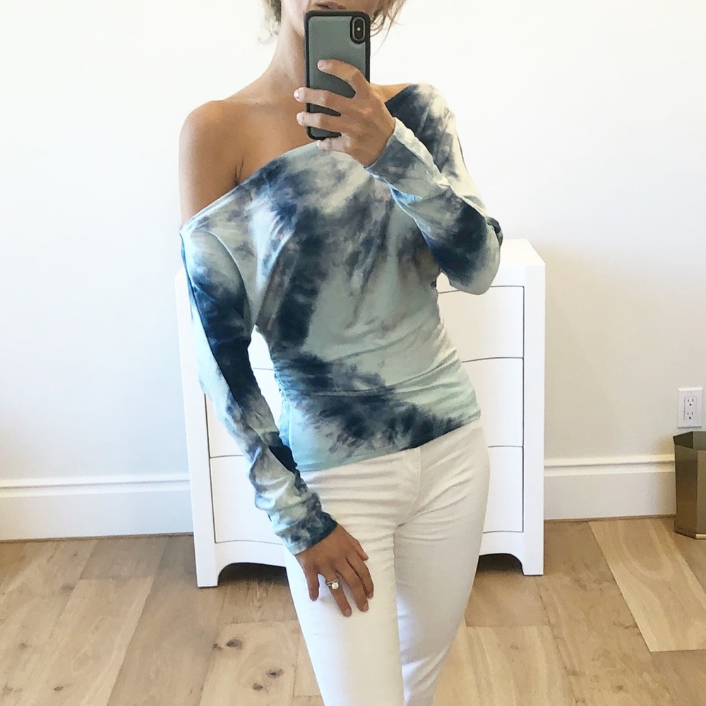 NEWPORT Blue Tie Dye Off Shoulder Top - Picture 7 of 11